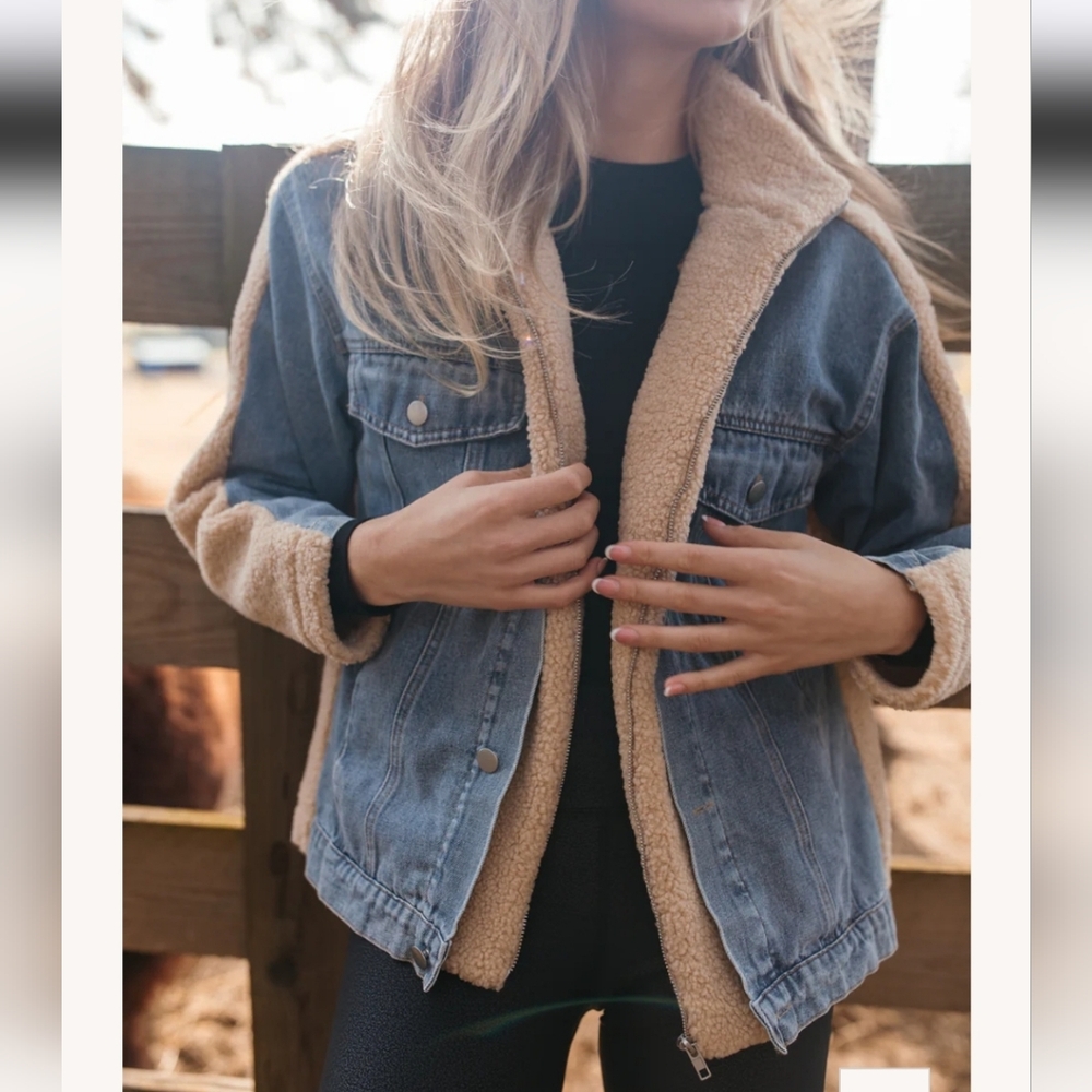 Denim & Sherpa Jacket, L